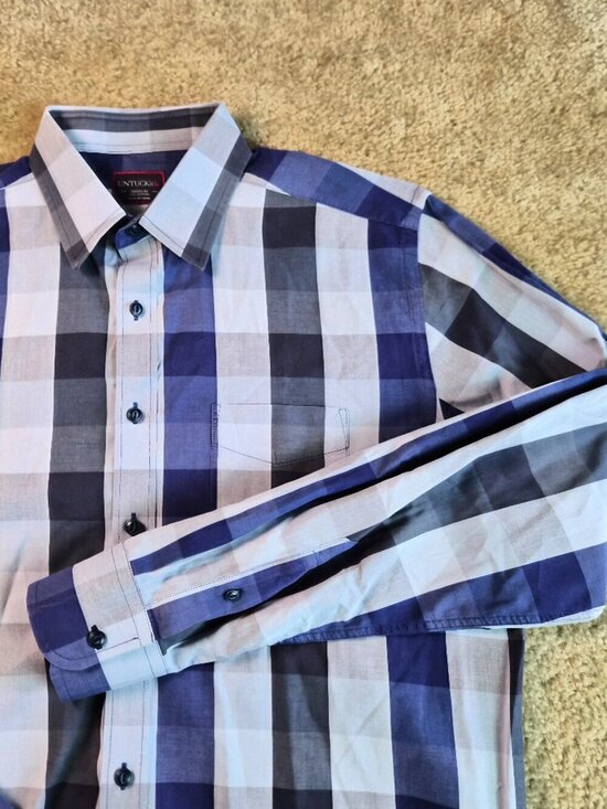 UNTUCKit Other - UNTUCKit Long Sleeve Button Shirt Mens Medium Slim Fit Blue Purple Plaid G005